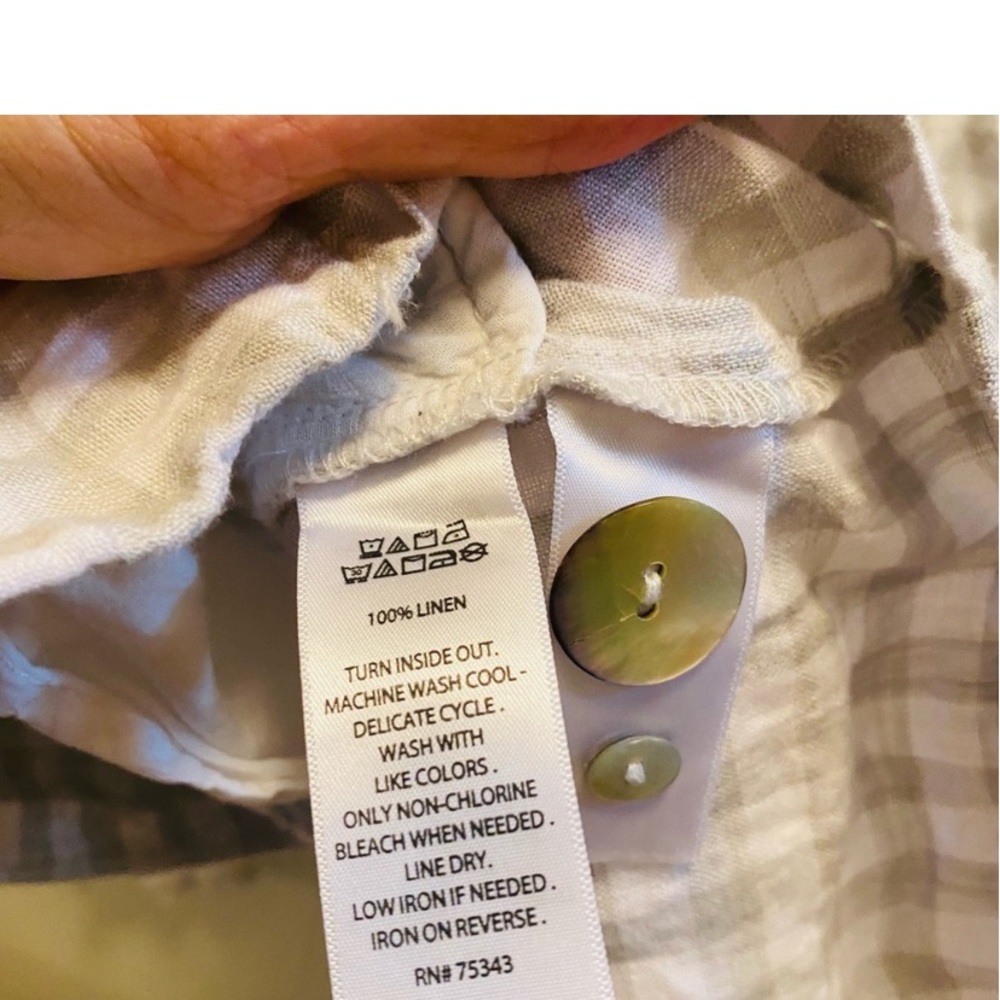 ⭐️ CYNTHIA ROWLEY Gray Checked Linen Blazer Jacket - Picture 7 of 7